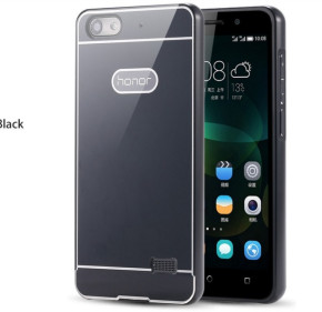 Луксозен алуминиев бъмпър с твърд гръб за Huawei Honor 4C CHM-U01 черен